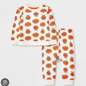 Cat & Jack Pumpkin Face Kids Costume Set - Orange & White